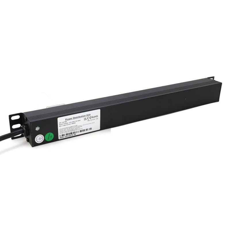 DKURVE 6 Way Horizontal 13a Power Distribution Unit (PDU) Power Strip Electric Charging Station. Heavy Duty (UK PLUG)