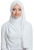 Cotton head scarf, instant black hijab, ready to wear muslim accessories for women (White)