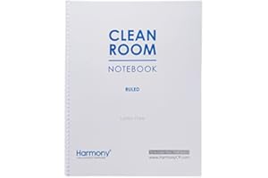 Harmony Lab & Safety Supplies Class 10 (ISO 4) Cleanroom Notebook | 5.5" x 8.5" | Poly Spiral Bound, Non-Shedding, Low-Particulate Laboratory Log Book | 100 College-Ruled Pages | Made in USA