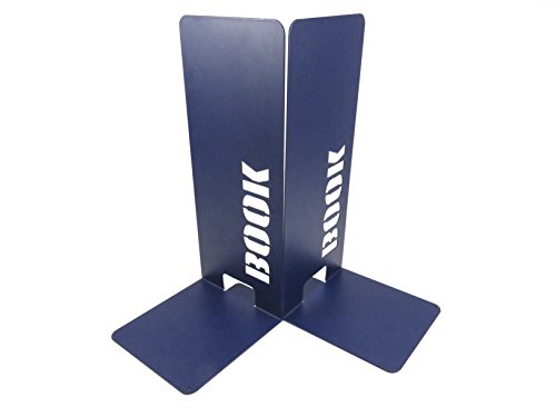 Daiso Japan Fun Bookworm Non-Skid Metal Bookends 10 x 4.5 Inches Navy Blue (Set of 2)