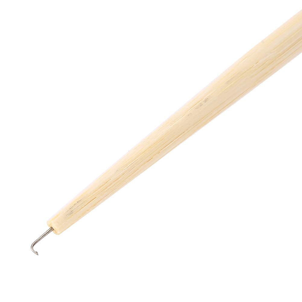 Ventilating Crochet Hook, Hooking Hair Pin with Wood Handle For Hair Braiding Lace Wig Hairpiece Beard Making Repairing Weaving (S)(S)