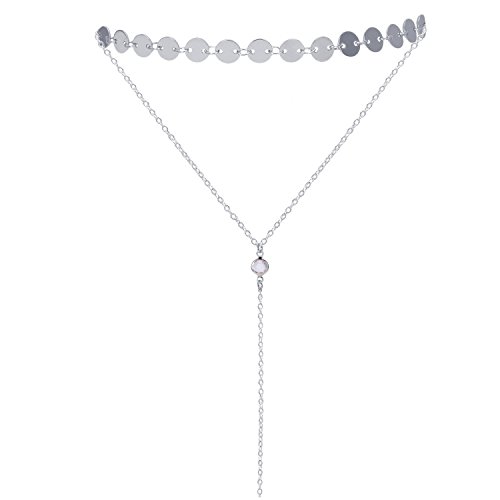 Sedmart Adjustable Choker Necklace Shiny Lariat Tattoo Chain Thin Choker Silver Choker Necklace