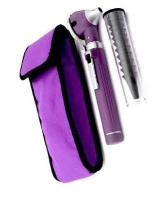 Dr A-Z LED Pocket Otoscope Adult Pediatric Disposable Specula Tips Case Full Spectrum Pocket Clip in Diagnostic Approved Ear Care Professional Medical & Home Set Compact Size Fiber ENT Optic (Purple)