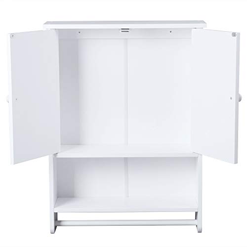 Wall Mounted Bathroom Storage Cabinet Bathroom Cabinet Organizer with Tower Hanger White - Thumbnail 6