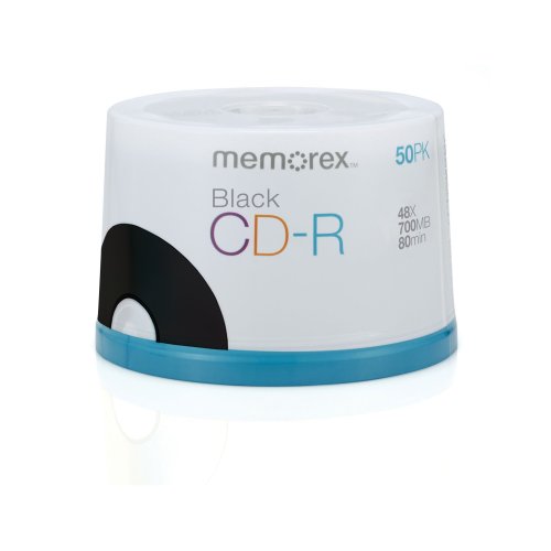 Memorex 700MB/80-Minute 48x CD-R Media Black, 50-Pack Spindle