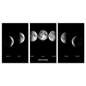 3 Panel The Moon in Different Lunar Phases...