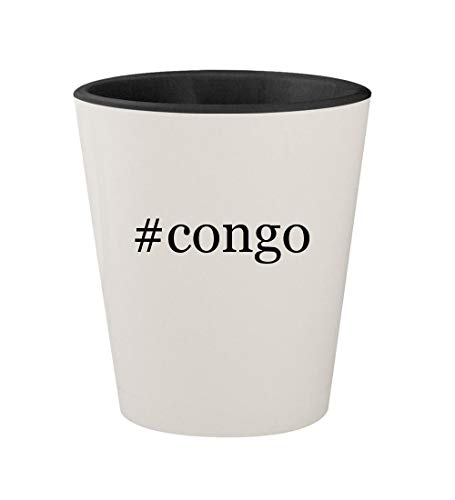 #congo - Ceramic Hashtag White Outer & Black Inner 1.5oz Shot Glass