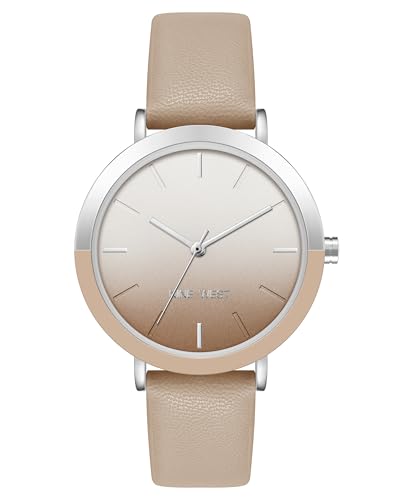 Nine West Women's Strap Watch Tan/Silver