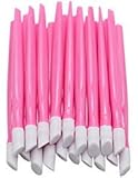 WEFOO 20PCS Plastic Handle Nail Art Tool Rubber Tipped Nail Cuticle Pusher and Nail Cleaner