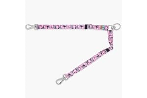 DOG FRIENDLY CO DF Co. Leash Splitter | Walk Two Dogs with Complete Control - 360° Swivel, Tangle Free, Adjustable Length, Reflective Webbing, Heavy Duty Clips (Pink Camo)