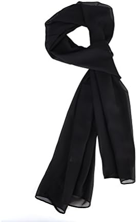 Ensunpals Lovely Colours Women Ladies Plain Soft Long Chiffon Scarf Neck Head Scarves Warm Decorative Scarves,Black