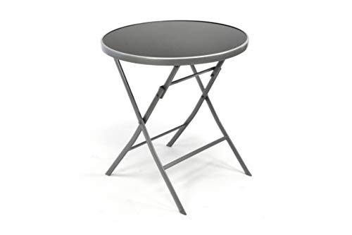 Nexos Bistroset Balkonset – Gartengarnitur Sitzgarnitur aus Glastisch & Klappstuhl – Stahlgestell Kunststoff Glasplatte – Robust stapelbar – Schwarz Grau – Bild 4