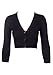 Sidecca Classic V-Neck 3/4 Sleeve 3 Button Crop Bolero-Black-Large