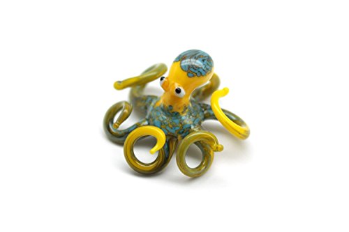 Small Glass Octopus Sculpture Art Collectible Artglass Lampwork animal Figurines Miniature Octopus Little Glass Animals Murano Gift Blown