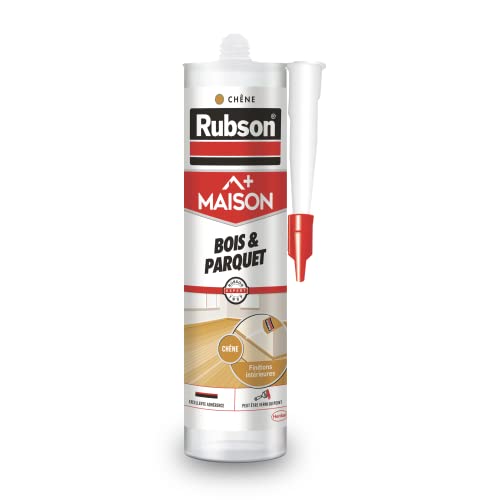 Rubson Maison Mastic Bois & Parquet couleur chêne, Mastic acrylique pour tous supports bois et maçonnerie, Joints pour intérieur et extérieur, 280 ml
