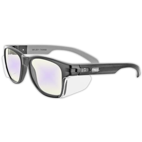 MAGID Y50 Safety Glasses for Construction | Black Frame — 1 Pair, Blue Blocking…