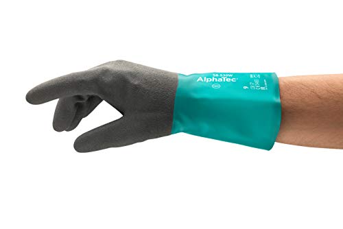 Ansell AlphaTec 58-530W Chemical Resistant Work Gloves, Unrivalled Chemical Protection, Comfortable with Confident Grip, Industrial PPE, Safety Workwear, Men Women, Green, Size XL (6 Pairs)