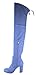 Urban Heels Women's Shoes Faux Suede and Denim Stretchy Over The Knee Block Heel Boots
