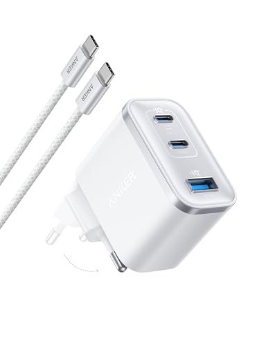 Anker Nano 70W USB C Ladegerät, Laptop Ladegerät, 3-Port-Netzteil mit 70W schnellladegerät, kompakt & stylisch, für iPhone 17/Pro/Pro Max/iPhone Air/1