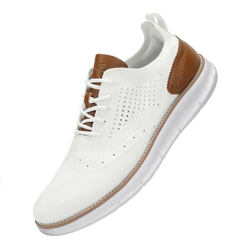 Svnke Herren Anzugschuhe Atmungsaktiv Gestrickter Stoff Schnürschuhe Formale Moderne Klassische Freizeit Schuhe Oxfords Hochzeit Schuhe Weiß43.5