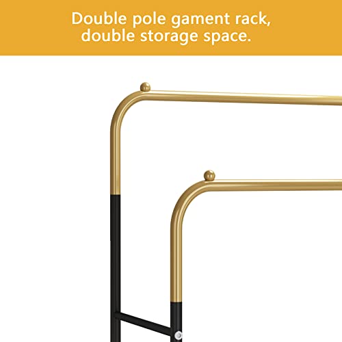 UDEAR Garment Rack Freestanding Hanger Double Rods MultiFunctional
