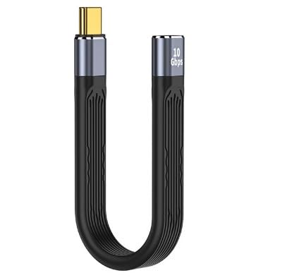 USB C Female to USB 3.0 Male Adapter OTG Bidirectional Cable, 10Gbps - Short Flexible Flat for PC TV
