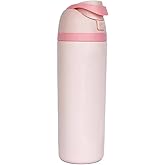 20 OZ Stainless Steel Water Bottle with Straw - BPA Free. Leakproof, Double Walled, Vacuum Insulated (Pink)