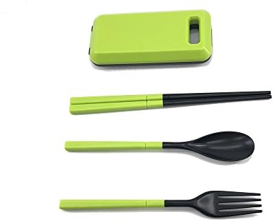 KIMTIME Healthy & Eco-Friendly Reusable Lunch Box Utensils 3 Pieces Flatware Set, Environmental Folding Camping for Home Use/Travel/Camping Cutlery Set in Easy to Store Case BBB-IKU964