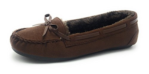 Women Warm Winter Comfortable Classic Fur Lining Moccasin Slip on Flat Shoes