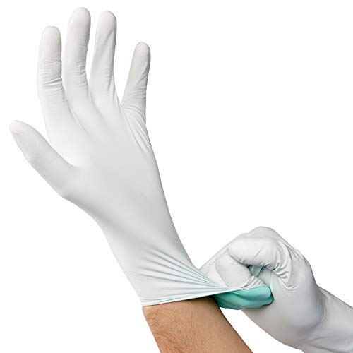 image for CURAD Germ Shield Nitrile Exam Gloves, Disposable Gloves are Tear Resi