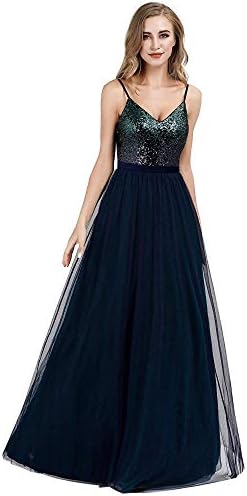 Ever Pretty Women's A Line V Neck Floor Length Long Prom Dresses with Sequin Bust 07392