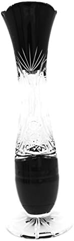 Kardas Crystal (TM Bohemia LEADED Crystal Glass SHAPILLO VASE (Small, Midnight Black)