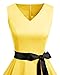 Bridesmay Women's Vintage Audrey Hepburn V-Neck Retro Rockabilly Swing Cocktail Party Dress Yellow Small