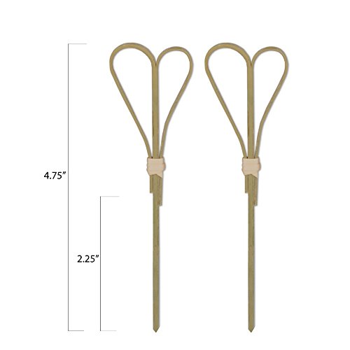 Green Bamboo Tied Heart Appetizer or Sandwich Picks/Swizzle Sticks - 4 3/4" - 100 ct - Thumbnail 4