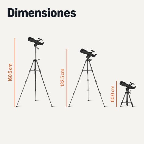 Telescópio, abertura de 70mm e montagem AZ de 400mm, portátil com tripé, suporte para telemóvel, saco, preto