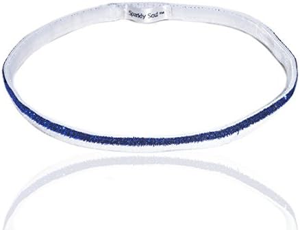 Sparkly Soul Team Colors Striped Headband, Blue/White, Thin