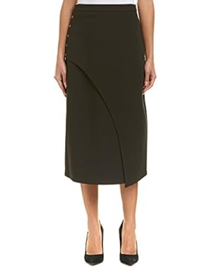 Womens Snap-Side Midi Skirt, M, Black