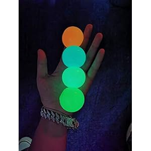 Stress Relief Balls 4 Pcs Glow Sticky Balls, Glow in The Dark Sticky Ceiling Balls Squishy Glow Stress Relief Toys for…