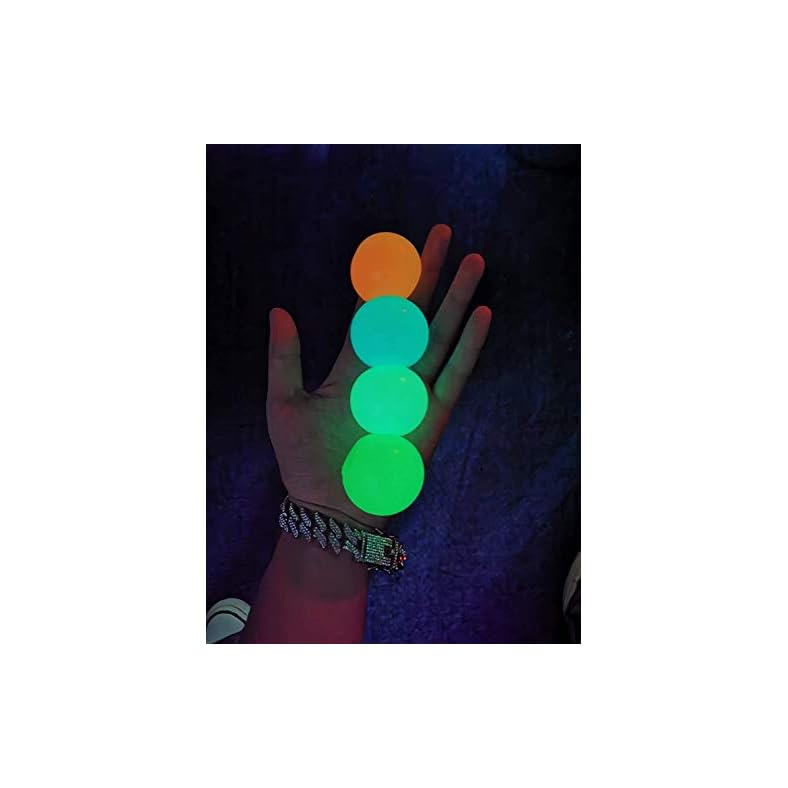 Stress Relief Balls 4 Pcs Glow Sticky Balls, Glow in The Dark Sticky Ceiling Balls Squishy Glow Stress Relief Toys for…