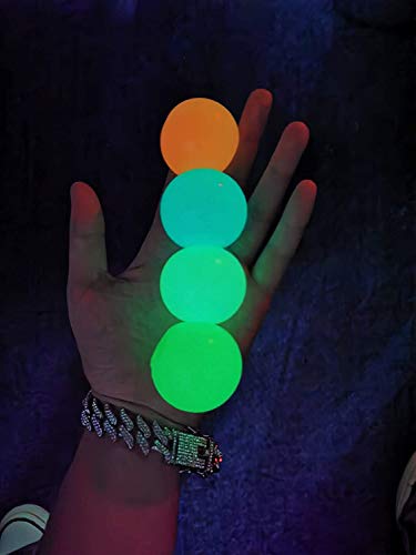 Stress Relief Balls 4 Pcs Glow Sticky Balls, Glow in The Dark Sticky Ceiling Balls Squishy Glow Stress Relief Toys for…