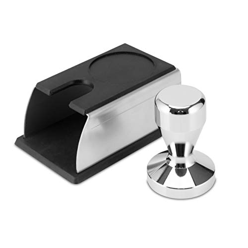 Kaffee Tamper 58mm mit Auflage für Siebträger - Edelstahl Barista Zubehör bestehend aus Tamper Station und Espresso…