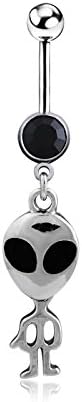 JIKUO Special Alien Drop Oil Stainless Steel Pendant Umbilical Ring