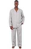 Del Rossa Men's Cotton Pajamas, Long Woven Pj Set, 3XL Grey Striped (A0714R613X)