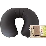 NewlineNY Inflatable TPU Travel Neck Pillow (Dark Grey) with Drawstring Carrying Pouch