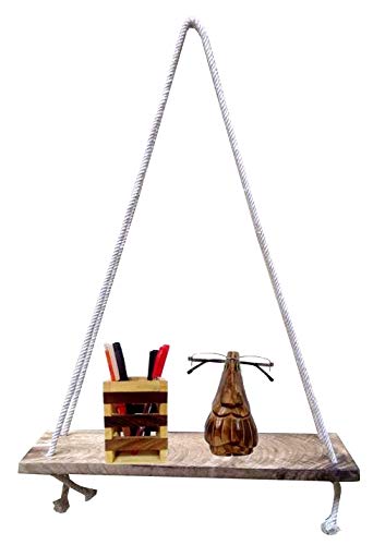 Purpledip Wooden Wall Shelf Hanging Rack: Vintage Wall Decor (11878)