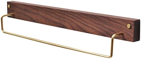 YAOHAOHAO Japanese-minimalist towel rail simple wood towel rack bar extend black walnut &amp; brass towel rail (Size: 40 cm).