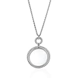 Zhenhui Vintage Ornate Magnifying Glass Long Pendant Necklace 26'' (Antique Silver)