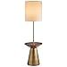 Amazon Brand – Rivet Mid Century Modern Floor Lamp and Round Wood Table with Light Bulb and Linen Shade - 60 Inches, Brass