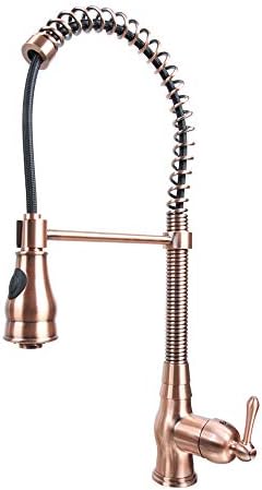 Pre-Rinse Spring Kitchen Faucet, Single Handle Solid Brass High Arc Pull Down Sprayer Head Kitchen Sink Faucet