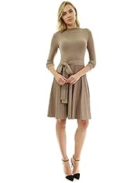 PattyBoutik - Vestido de punto para mujer con cuello redondo